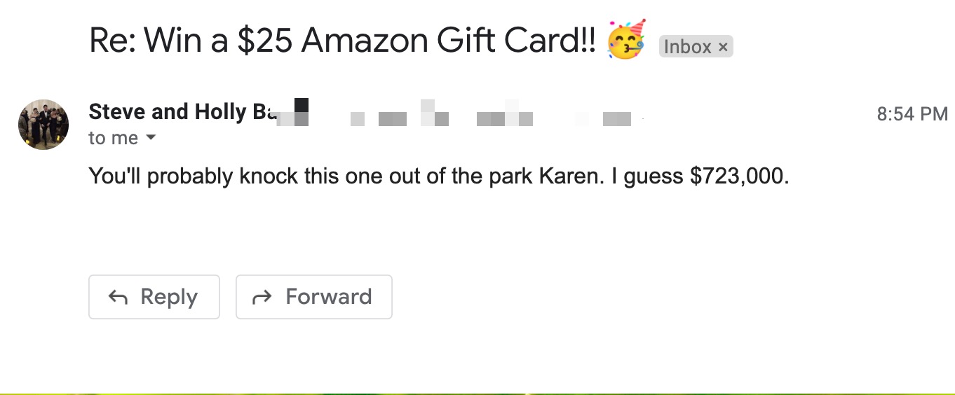 Amazon gift card winner. Announcing a contest winner